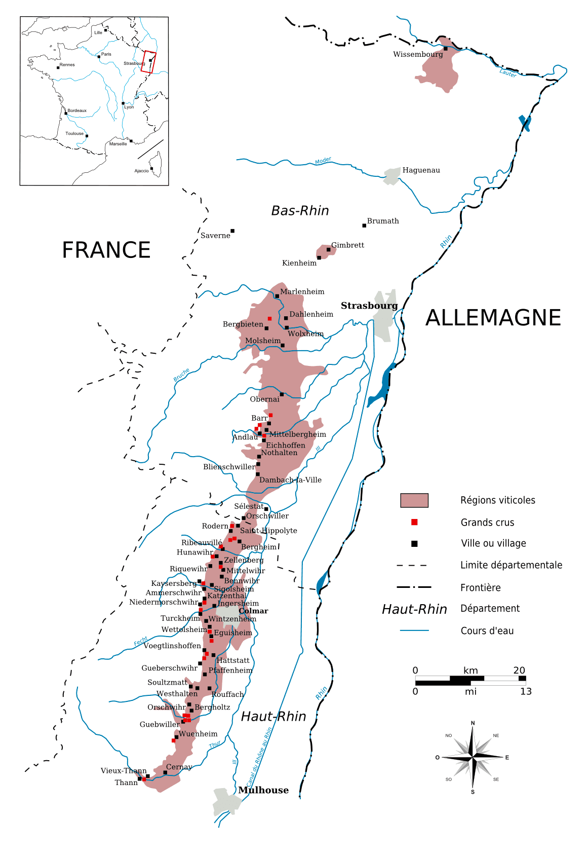 Haut-Rhin Regions Viticoles Map